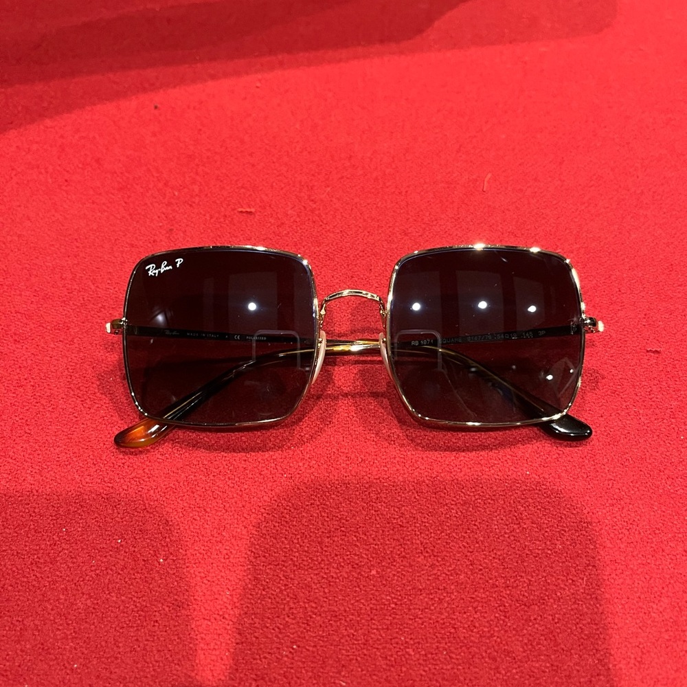 COPY - Ray-Ban 1971 square sunglasses gold frame polarized